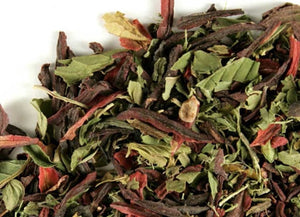 Organic Hibiscus Mint Loose Leaf Tea Herbal Tisane served ICED or HOT