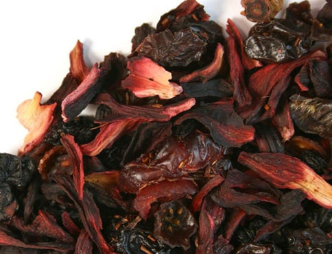 Organic Crimson Berry Herbal Tea Hibiscus Rose Hips Elderberries Cranberries Rooibos