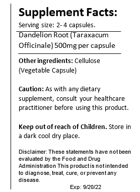 Dandelion Root Capsules (Kidney Health) Black Vegan Shop